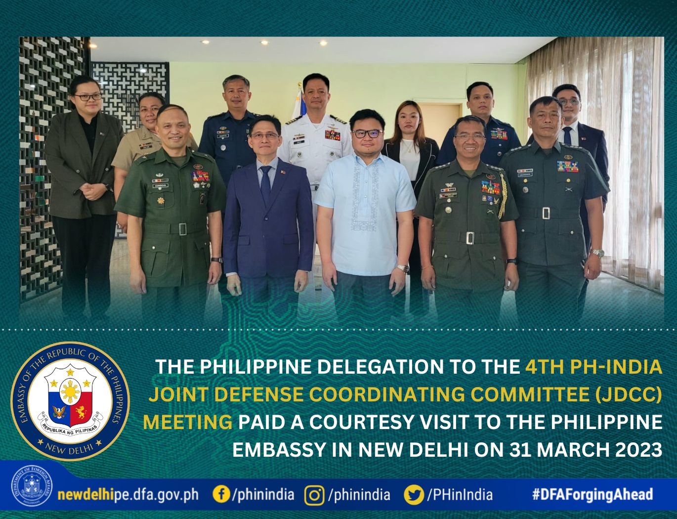 page1 PR on DND and AFP visit for the 4th PH India JDCC and STS Talks