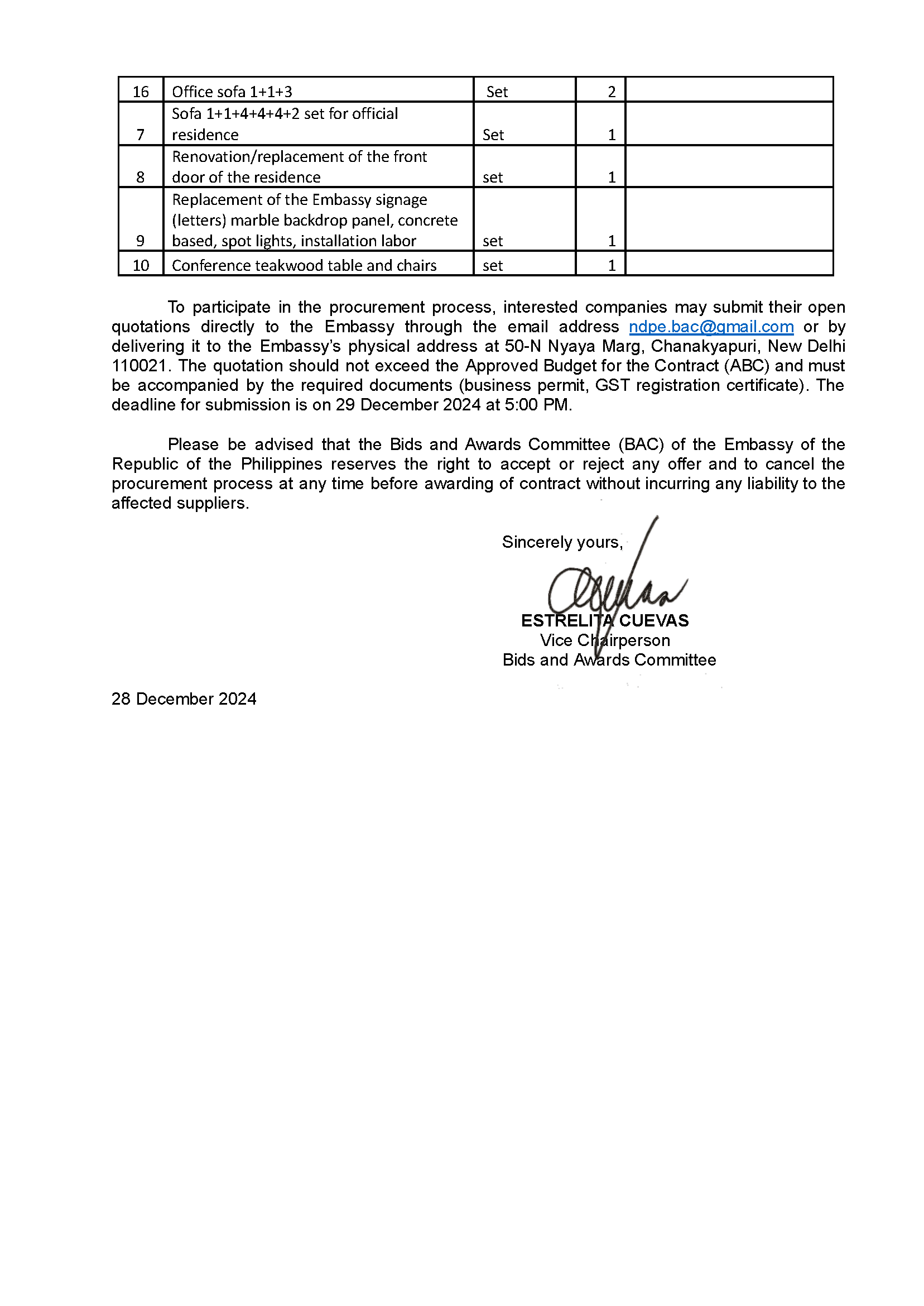 draft Invitation for quotation of FFE needed by the Embassydocx11 Page 2