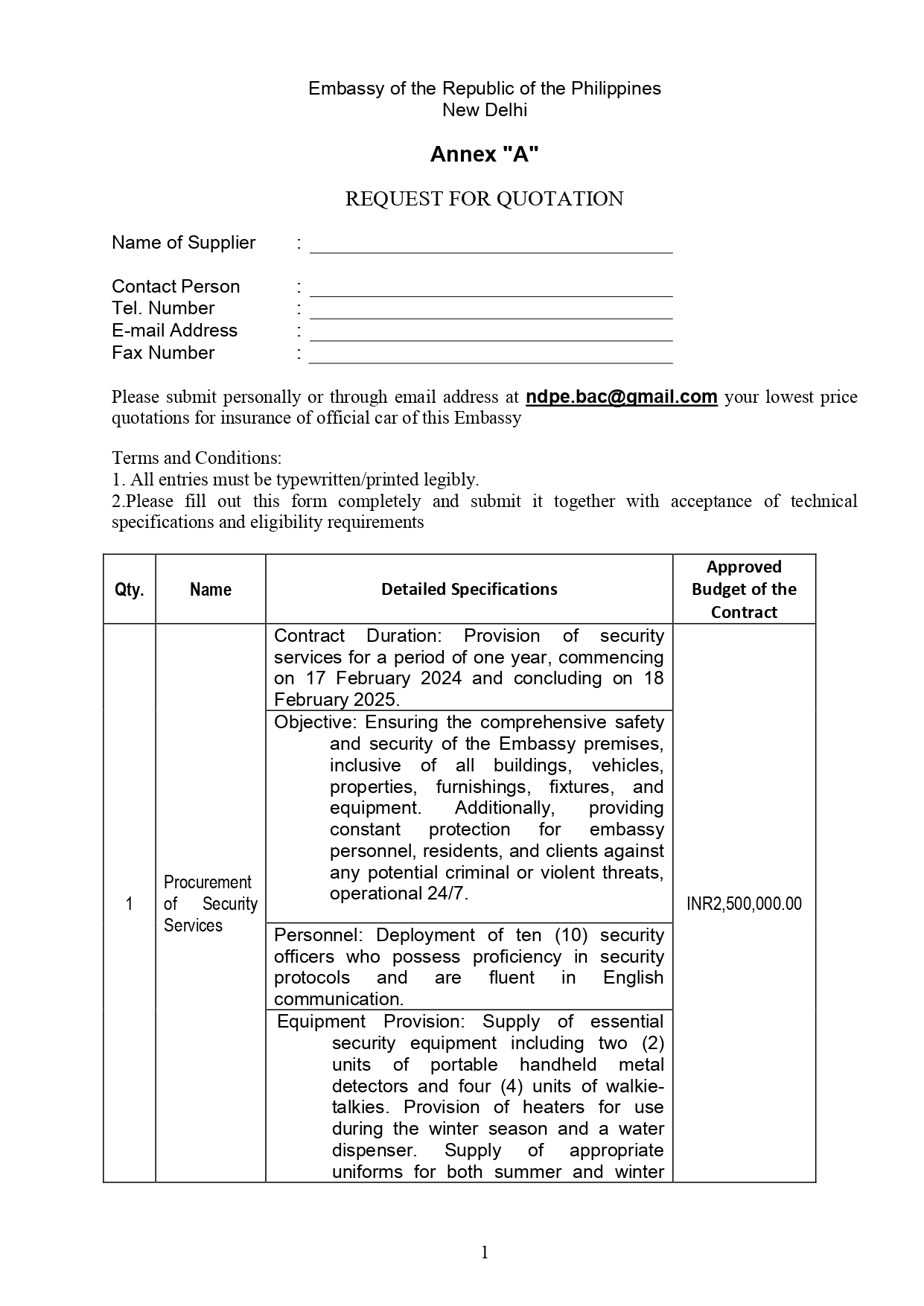 Annex A B and C To be Accomplished by the Bidder re Annual Security Service page 0001