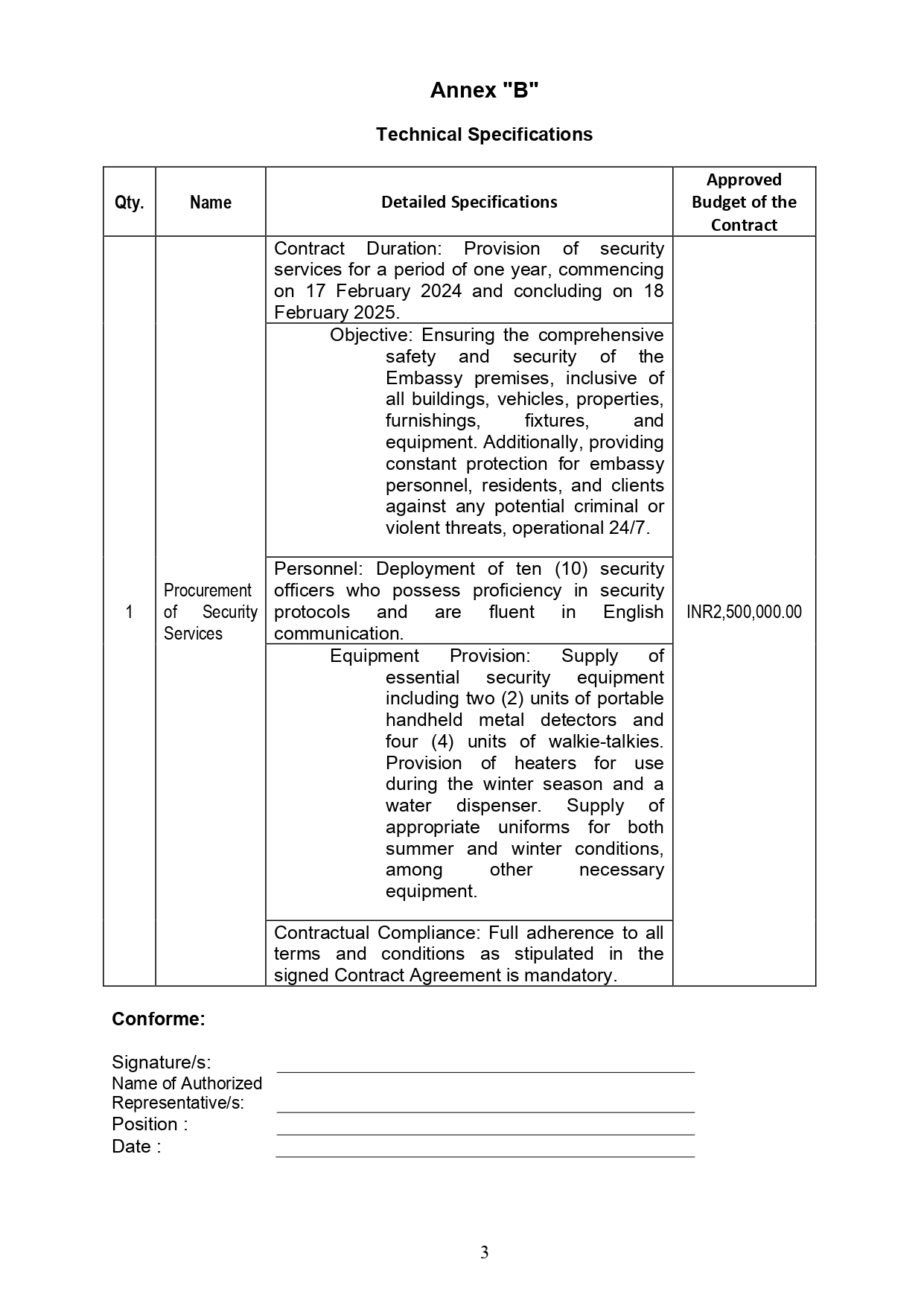 Annex A B and C To be Accomplished by the Bidder re Annual Security Service page 0003