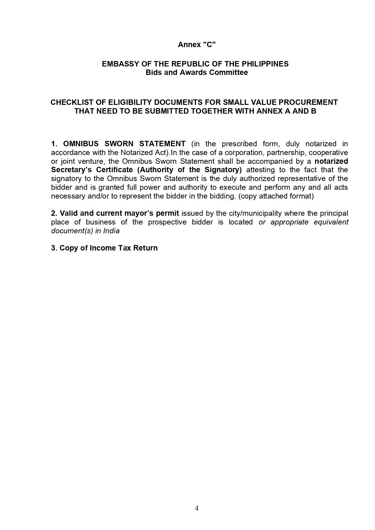 Annex A B and C To be Accomplished by the Bidder re Annual Security Service page 0004