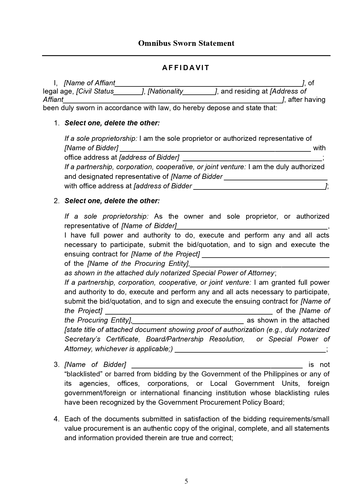 Annex A B and C To be Accomplished by the Bidder re Annual Security Service page 0005