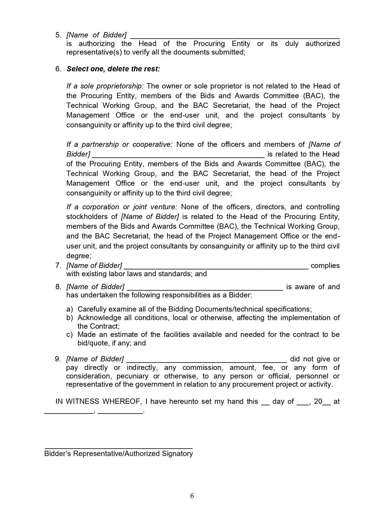 Annex A B and C To be Accomplished by the Bidder re Annual Security Service page 0006