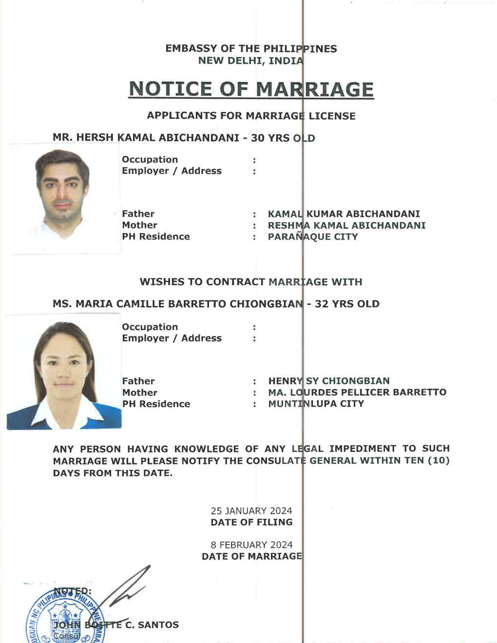 Marriage at NDPE Jan 2024