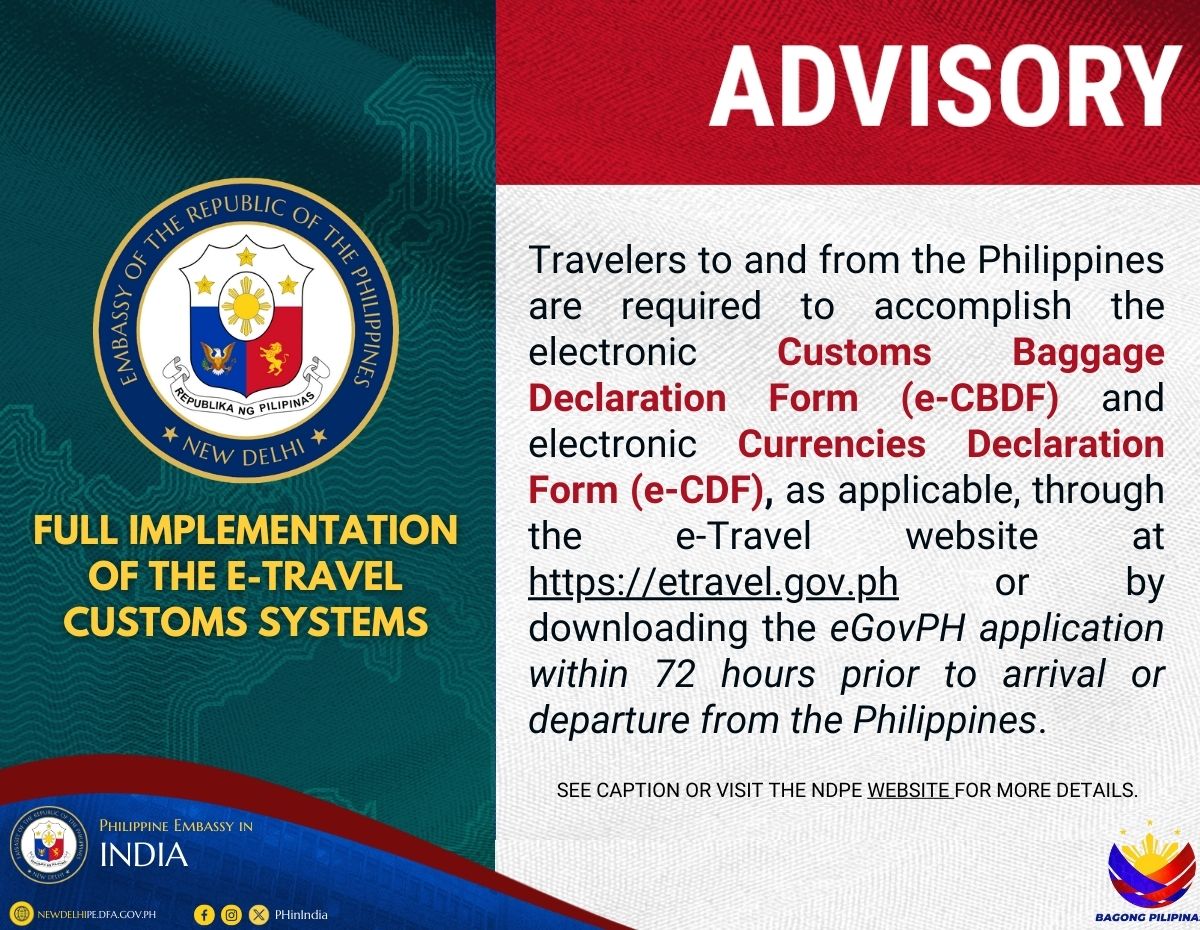 E travel Customs System Advisory 1