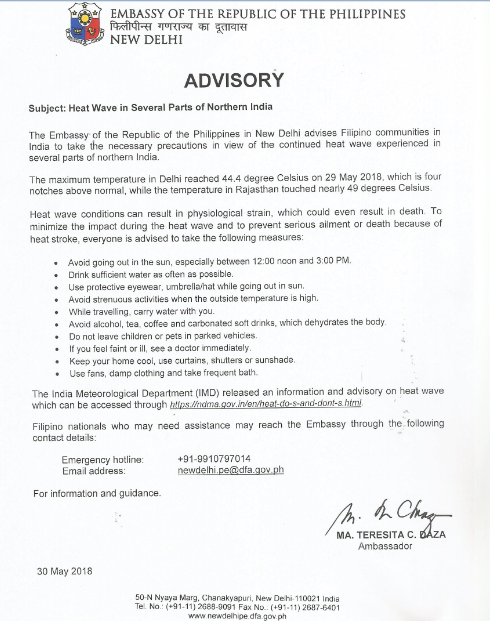 ADVISORY FINAL 29 MAY 2018