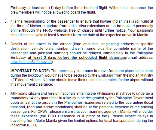 Advisory on rescue Flights for Fil 18 May 3