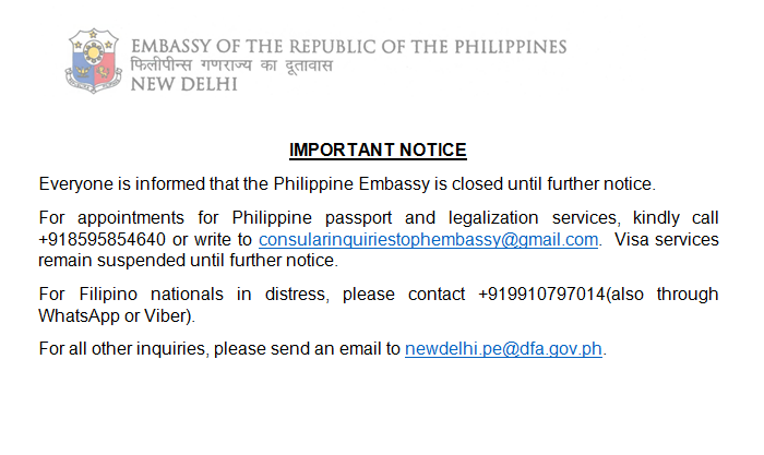 Notice on Closure of Embassy 01 Jul